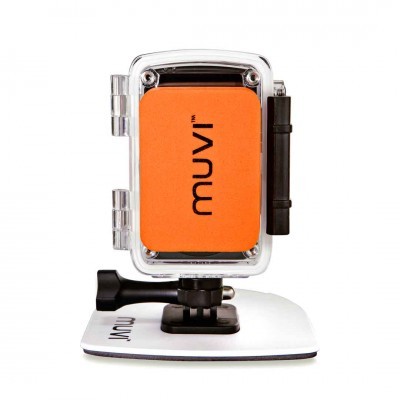 Câmara de ação em estojo de proteção transparente com espuma laranja e base branca