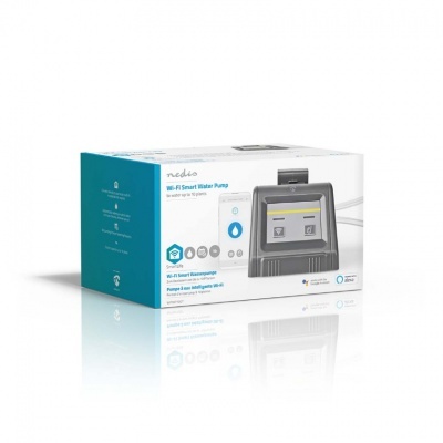 Caixa branca e azul com bomba de água inteligente Wi-Fi Nedis
