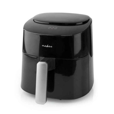 Frigideira elétrica preta Nedis com alça cinza e visor digital