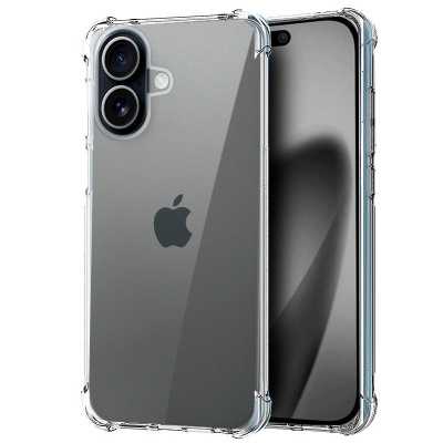 Telemóvel Apple iPhone cinzento com capa protetora transparente