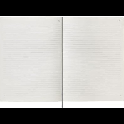 Caderno aberto com páginas pautadas e número 23 no canto superior direito