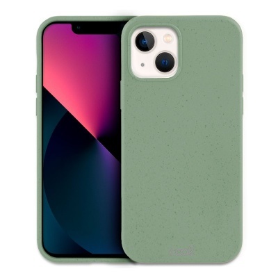 Smartphone com capa verde com textura pontilhada