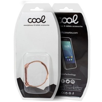 Embalagem dupla de acessórios Cool para smartphones com bracelete metálica dourada