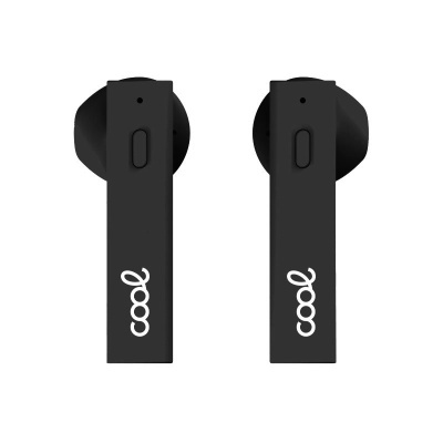 Auriculares sem fios pretos com marca 'cool'