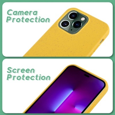 Capa amarela para telemóvel com proteção para câmara e ecrã destacada