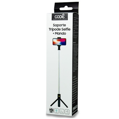 Embalagem de suporte trípode selfie com mando para telemóvel da marca COOL
