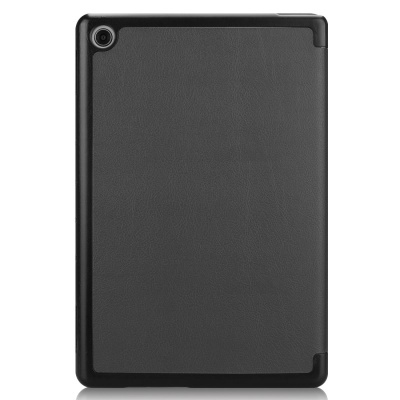 Capa protetora preta para tablet com textura em couro ou material sintético.