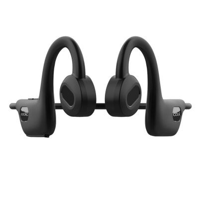 Auriculares desportivos pretos com arco para orelha e texto cool