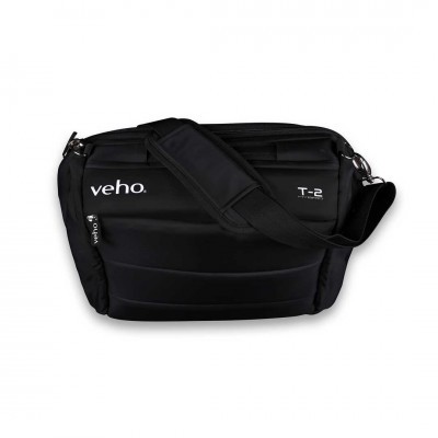 Bolsa preta veho T-2 com alça ajustável sobre fundo branco