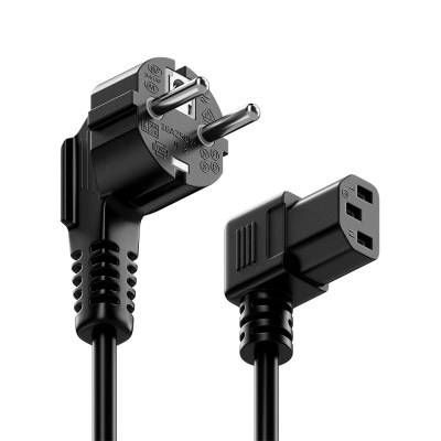 Cabo elétrico preto com ficha europeia e ficha retangular