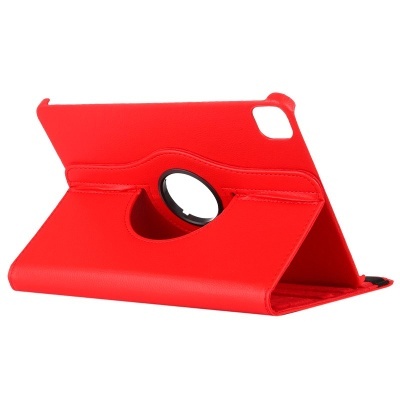 Capa vermelha para tablet com suporte giratório e recorte para câmara