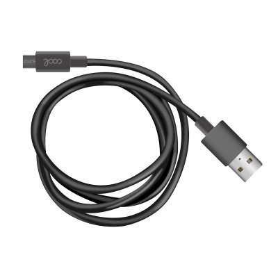 Cabo USB preto com conector USB-A e micro USB