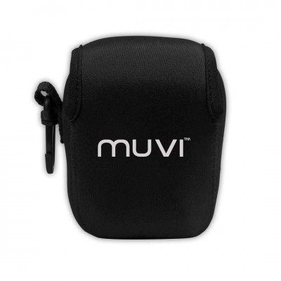 Capa preta para câmera Muvi com fecho e mosquetão