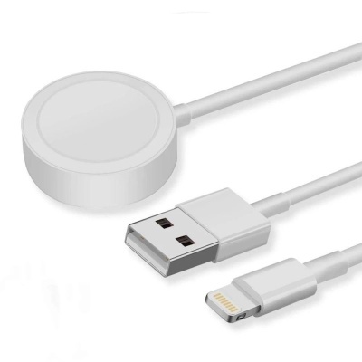 Carregador magnético branco com conector USB e Lightning