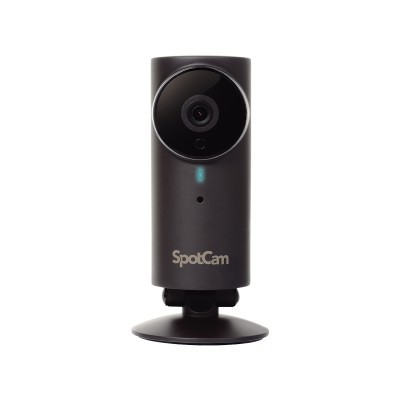 Câmara de vigilância SpotCam preta com base redonda