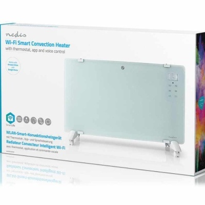 Caixa de aquecedor de convecção inteligente Nedis Wi-Fi com texto e ícones