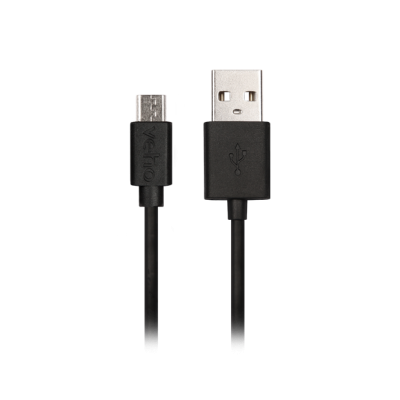 Cabo USB preto com conetor USB tipo A e micro-USB