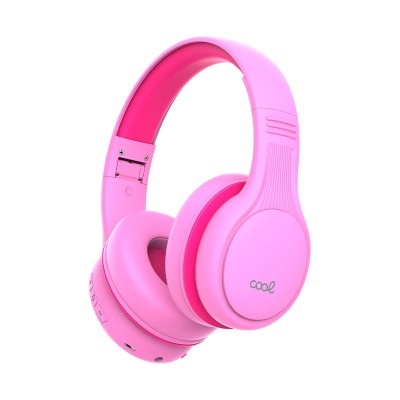 Auricular rosa sem fios com logo 'cool'