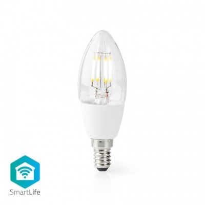 Lâmpada LED filament e14 com bulbo transparente e corpo branco