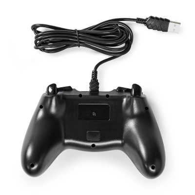Comando de videojogos preto com cabo USB