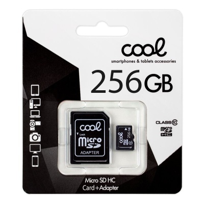 Cartão microSD 256GB e adaptador Cool em embalagem