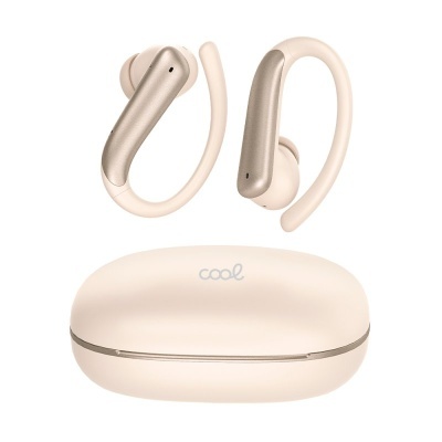 Auriculares wireless beige com estojo de carregamento oval cool
