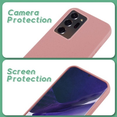 Smartphone com capa protetora rosa mostrando proteção da câmara e do ecrã