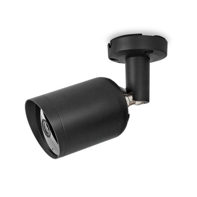 Câmara de segurança preta cilíndrica com suporte de fixação