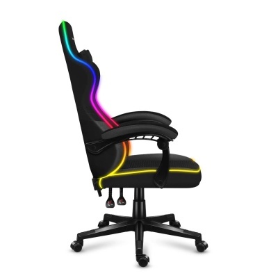 cadeira de escritório preta com iluminação LED colorida