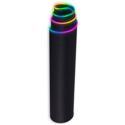 Tapete preto enrolado com bordas coloridas em luzes neon LED