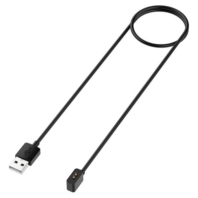 Cabo USB preto com conector USB tipo A e conector magnético com dois pinos