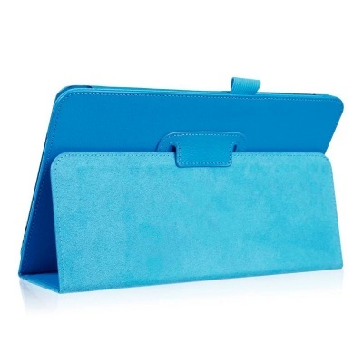 Estojo ou capa azul para tablet com fecho e suporte