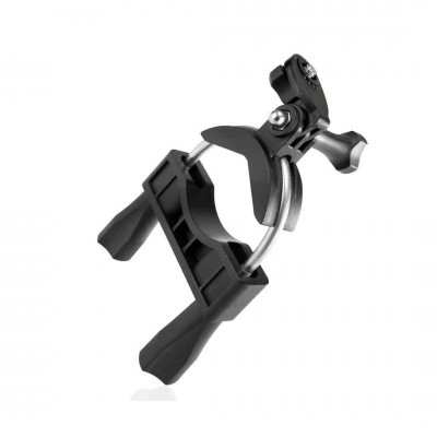 Suporte de metal e plástico preto para fixação com parafuso de aperto