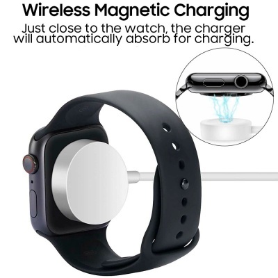 Relógio inteligente preto com carregador magnético sem fios