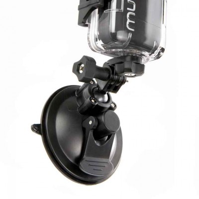 Suporte com ventosa e recipiente transparente com letras brancas