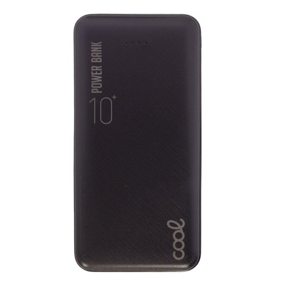 Power bank preto com texto 'POWER BANK 10+' e marca 'coal'
