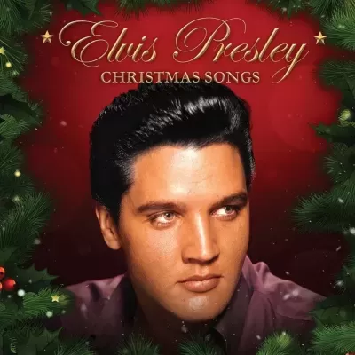 Capa de álbum de Elvis Presley com tema de Natal e guirlanda verde