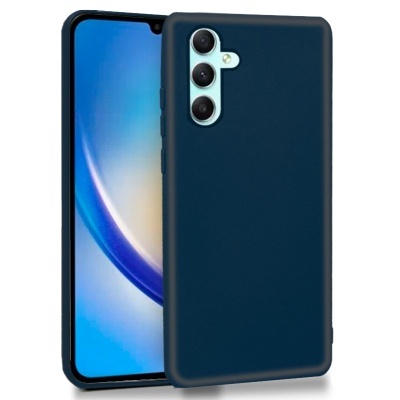 Smartphone com capa azul escura e câmara tripla
