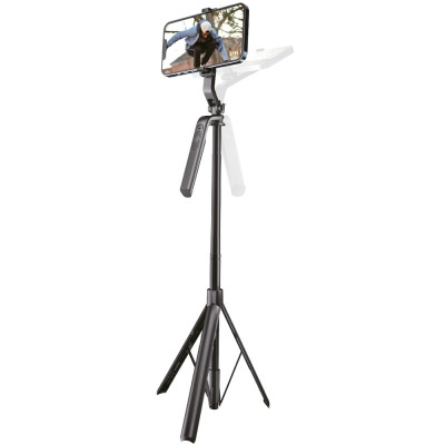 Tripé preto para telemóvel com suporte ajustável e base tripé