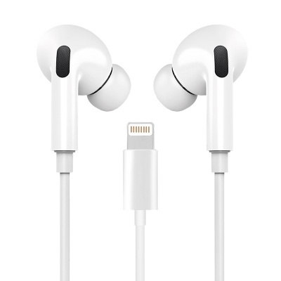 Auriculares com fio brancos com conector Lightning