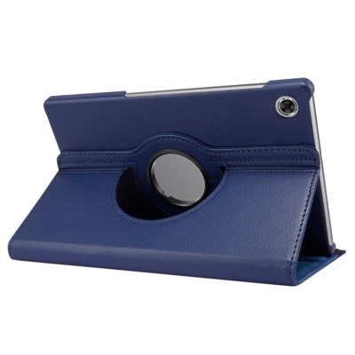 Capa azul escura para tablet com suporte giratório circular