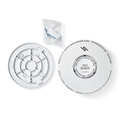 Detector de monóxido de carbono branco com suporte e parafusos