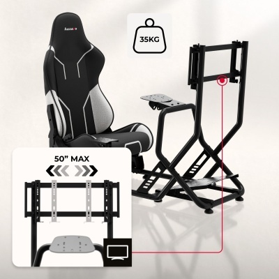 Simulador de corrida com assento e suporte para monitor