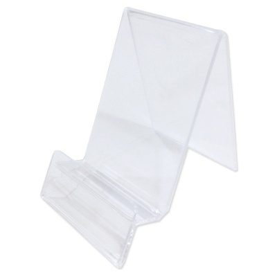 Suporte transparente em plástico rígido inclinado