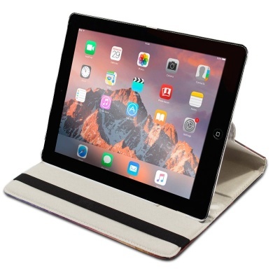 Tablet com capa protetora exibindo ecrã com ícones de aplicações