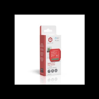 Embalagem do Zigbee Smart Trac Dimmer da Neo Smart Blinds com dimmer vermelho visível