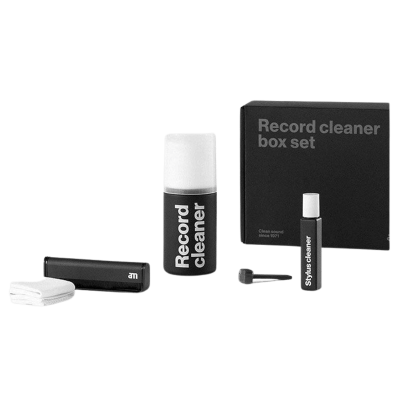 Kit de limpeza para discos com frascos e caixa preta