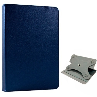 Capa azul para tablet e suporte cinzento ajustável