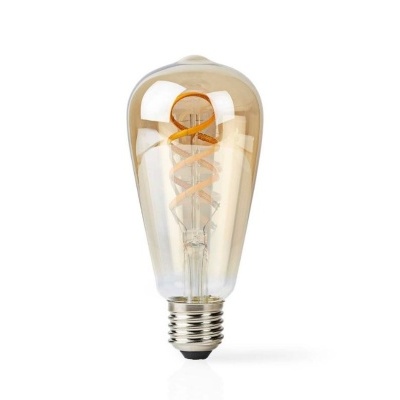 Lâmpada de filamento âmbar com base metálica prateada