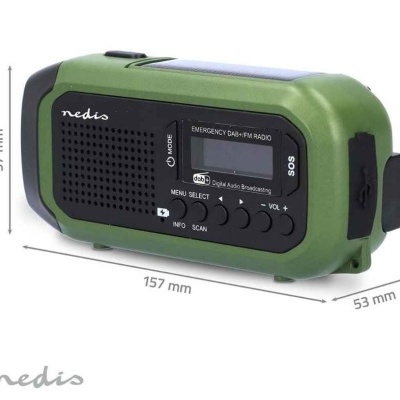 Rádio portátil Nedis de emergência DAB+ cor verde e preto